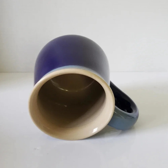 Large Pottery Style Fat Bottom Mug,Blue/Tan,Talk Hockey  to Me. - Picture 6 of 8
